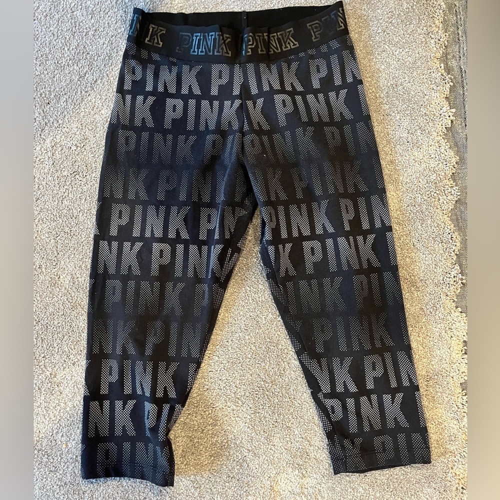Victoria's Secret PINK Ultimate Yoga Cropped‎ Legging Pant Gym Logo